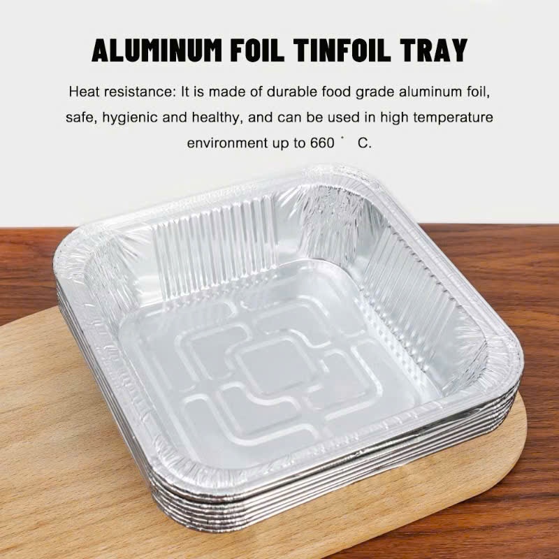 SET 10 Khay Giấy Bạc Lót Nồi Chiên Không Dầu,  KHUÔN GIẤY BẠC CHỮ NHẬT 410ML - KHUONGIAYBAC410