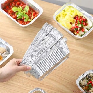 SET 10 Khay Giấy Bạc Lót Nồi Chiên Không Dầu - KHUÔN GIẤY BẠC CHỮ NHẬT 410ML - MÃ: KHUON GIAY BAC
