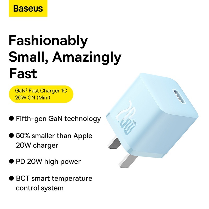 Bộ Sạc Nhanh Cho i.P 20W Baseus GaN5 Fast Charger 1C (PD/QC Multi Quick Charge Support, Smart Protect)
