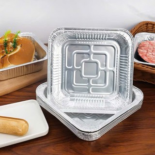 KHUÔN GIẤY BẠC CHỮ NHẬT 410ML,  SET 10 Khay Giấy Bạc Lót Nồi Chiên Không Dầu Chữ NhậT 410ML,Dày Cứng-GIAYBAC