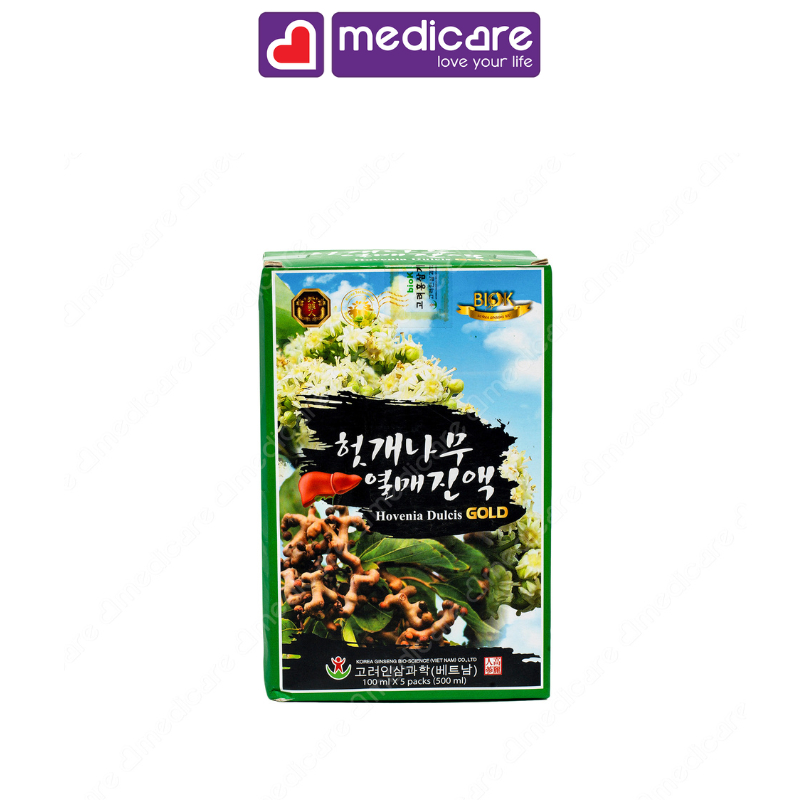 Nước Uống BIOK Hovenia Dulcis Gold Hỗ Trợ Bảo Vệ Gan hộp 5 gói 100ml