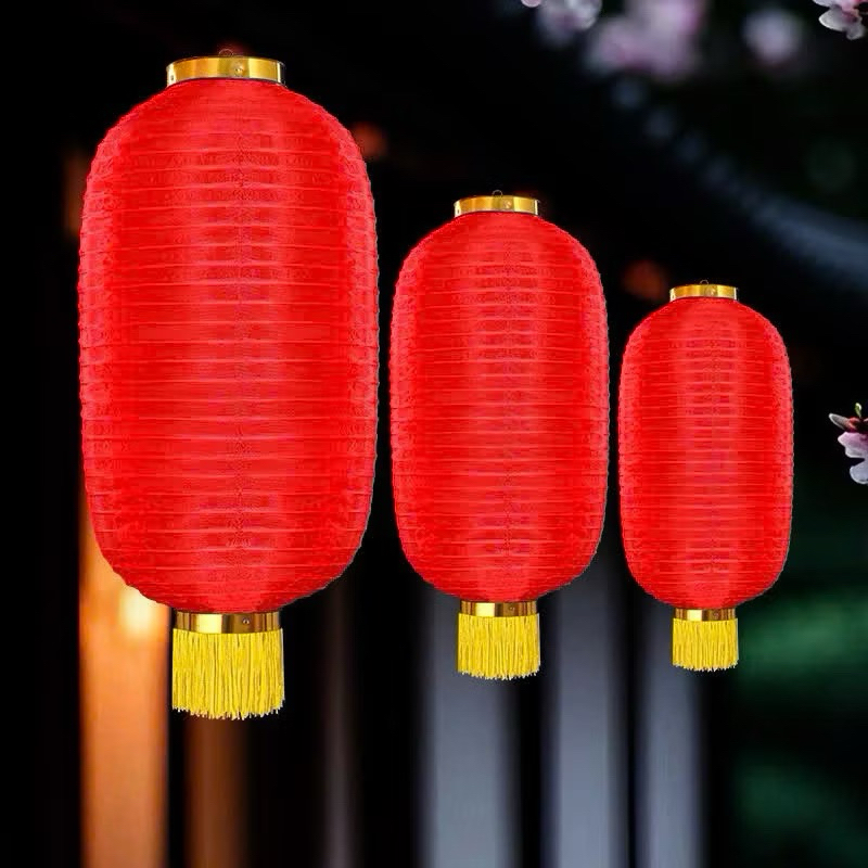 Đèn Lồng vải tròn, trụ có tua rua trang trí Tết , nhà hàng, quán cà phê chống nước,Đền Chùa,trường học lễ hội giá rẻ