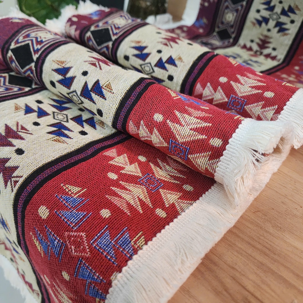 ( VIỀN REN VINTAGE ) KHĂN TRẢI BÀN THỔ CẨM, khăn decor họa tiết dân tộc ...