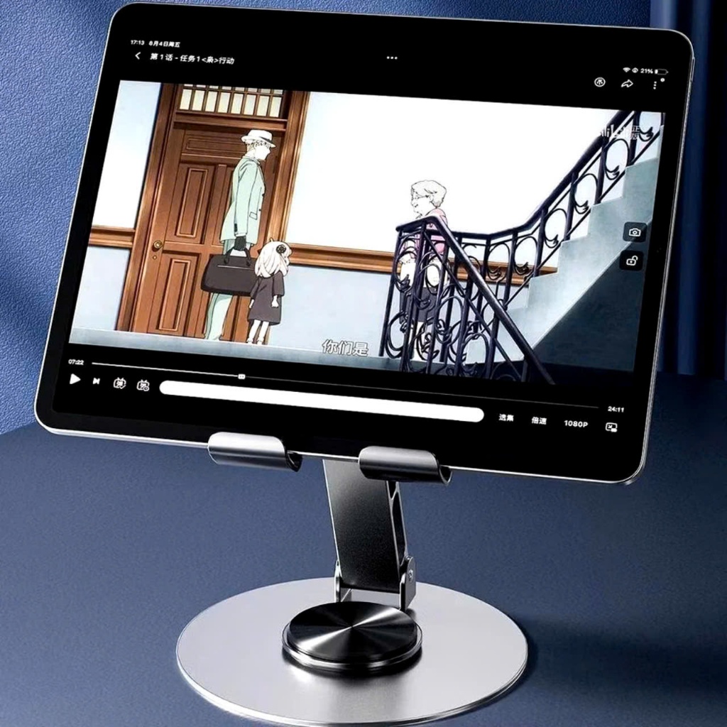 GIÁ ĐỠ ĐIỆN THOẠI INOX,  Giá đỡ điện thoại máy tính bảng ipad kim loại siêu mỏng trục xoay 360° gấp gọn tiện dụng-GIADO
