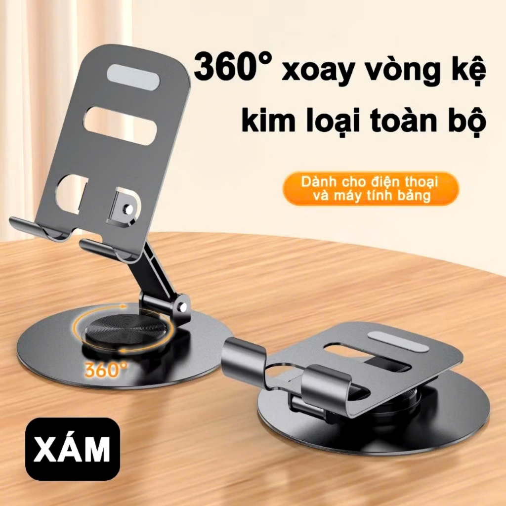 GIÁ ĐỠ ĐIỆN THOẠI INOX,  Giá đỡ điện thoại máy tính bảng ipad kim loại siêu mỏng trục xoay 360° gấp gọn tiện dụng-GIADO