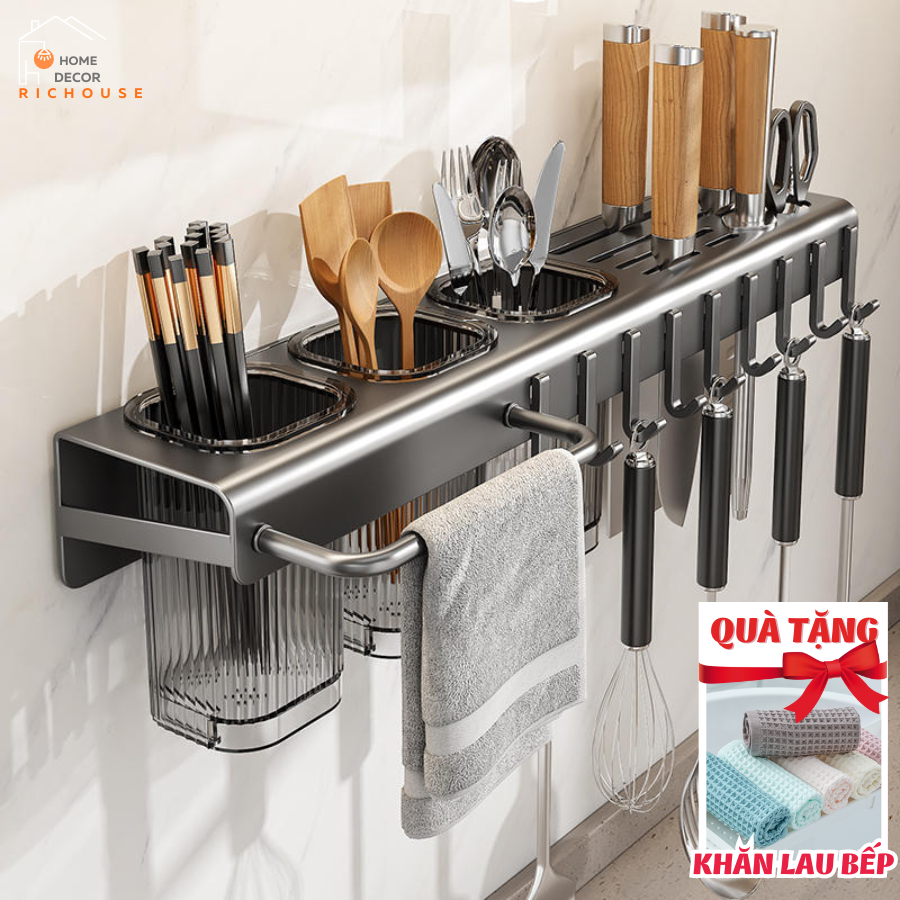 [HÀNG LOẠI 1] Kệ Để Đũa Dao, Kệ Nhà Bếp Đa Năng treo tường chất liệu thép carbon không cần khoan đục