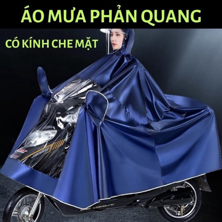 Áo Mưa Phản Quang SIEGIS Che Phủ Toàn Đi Xe 1 Người Và 2 Người Kèm Kính Chắn Mưa Hiệu Quả