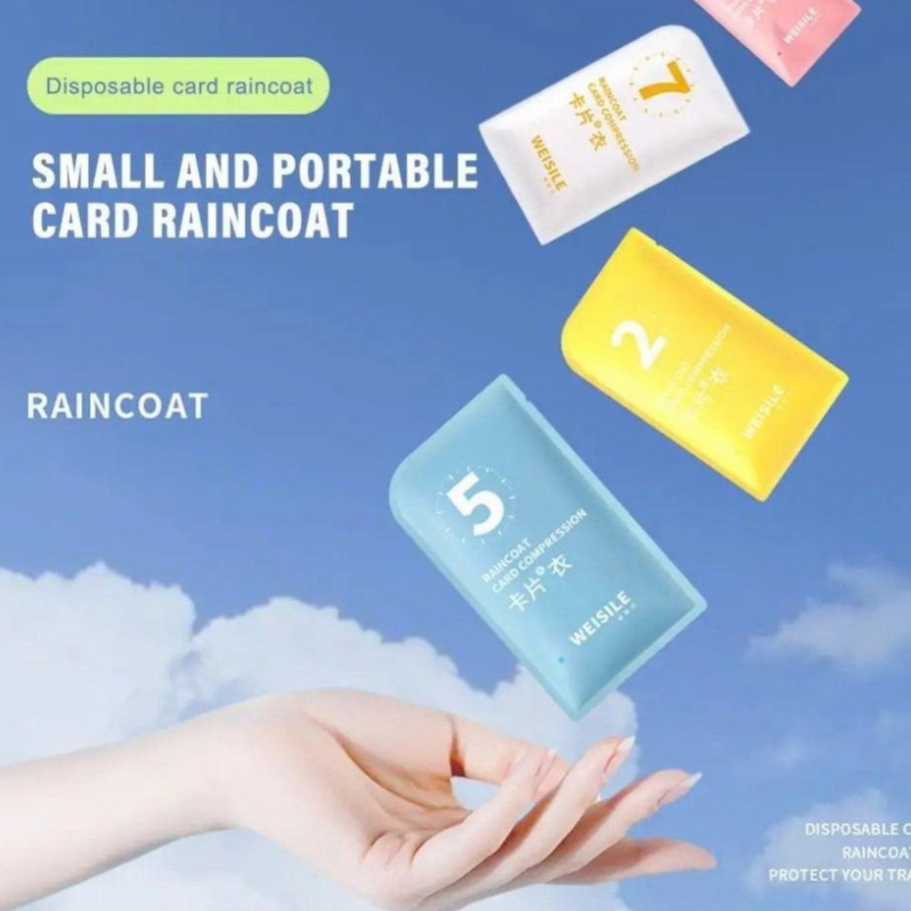 Set 7 Áo Mưa SIEGIS Dùng 1 Lần Có Mũ Trùm Dày Dặn Màu Trơn Nhỏ Gọn Mang Theo Tiện Lợi