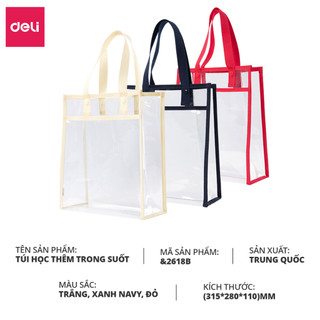 Túi Tote Túi Học Thêm Deli Trong Suốt Dễ Thương Sức Chứa Lớn Chống Nước, Chống Bụi Đựng Tài Liệu Sách Vở Học Sinh
