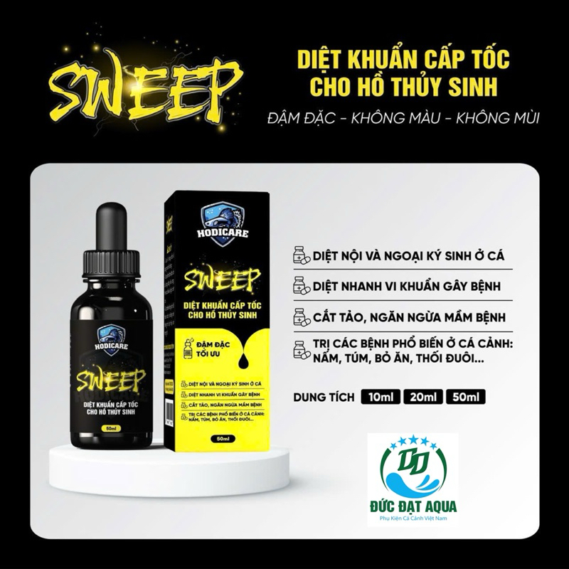 SWEEP (HODICARE) sản phẩm xử lý cá cảnh bị nấm, bỏ ăn, lờ đờ, xuất huyết, cắt tảo nhanh chóng 6