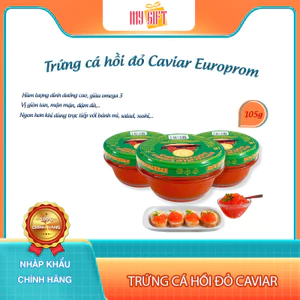Trứng Cá Hồi Đỏ Caviar Europrom Lọ 105g - Cá hồi bổ sung dinh dưỡng, dành cho mọi đối tượng