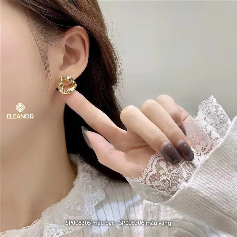 Bông tai nữ chuôi bạc 925 Eleanor Accessories lượn sóng khuyên tai basic phụ kiện trang sức 8305