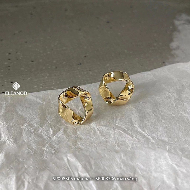Bông tai nữ chuôi bạc 925 Eleanor Accessories lượn sóng khuyên tai basic phụ kiện trang sức 8305