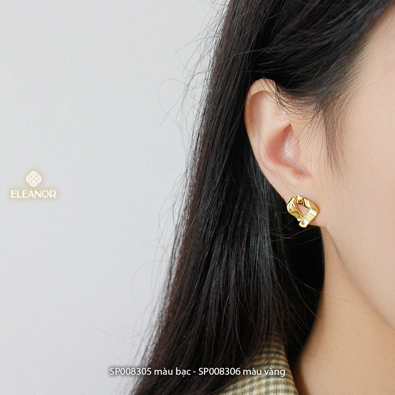 Bông tai nữ chuôi bạc 925 Eleanor Accessories lượn sóng khuyên tai basic phụ kiện trang sức 8305
