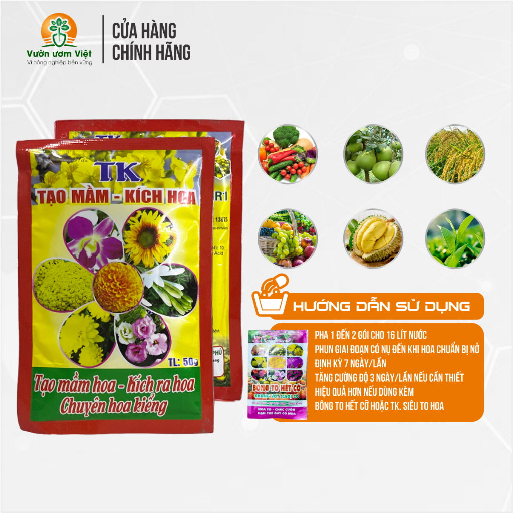 Phân bón TK. Tạo mầm kích hoa tạo nhiều mầm hoa, chống nghẹn nụ, hoa đẹp màu, lâu tàn, thơm ngát