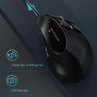 Chuột Không Dây Gaming/ Văn Phòng HighTech E3, Chuột Chống Mỏi LED Rgb USB 2.4GHz, Bluetooth