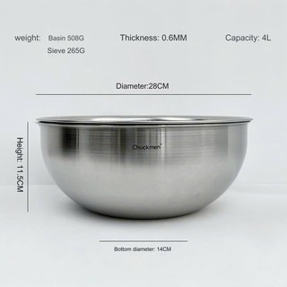 Bộ rổ chậu Chockmen [251] inox cao cấp, đa năng 20/22/24/28cm, Dày đẹp, không gỉ