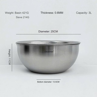 Bộ rổ chậu Chockmen [251] inox cao cấp, đa năng 20/22/24/28cm, Dày đẹp, không gỉ