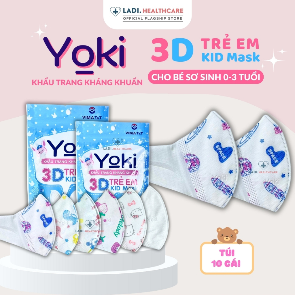[SET 50 CÁI] Khẩu Trang Em Bé 3D Yoki Sơ Sinh Dành Cho Bé Từ 0 đến 3 tuổi