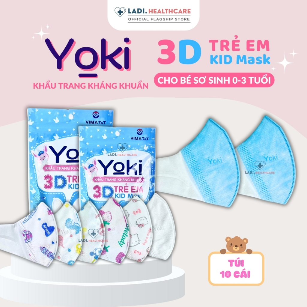[SET 50 CÁI] Khẩu Trang Em Bé 3D Yoki Sơ Sinh Dành Cho Bé Từ 0 đến 3 tuổi