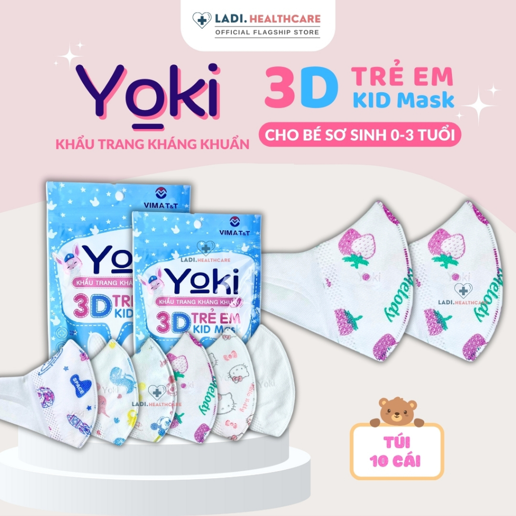 [SET 50 CÁI] Khẩu Trang Em Bé 3D Yoki Sơ Sinh Dành Cho Bé Từ 0 đến 3 tuổi