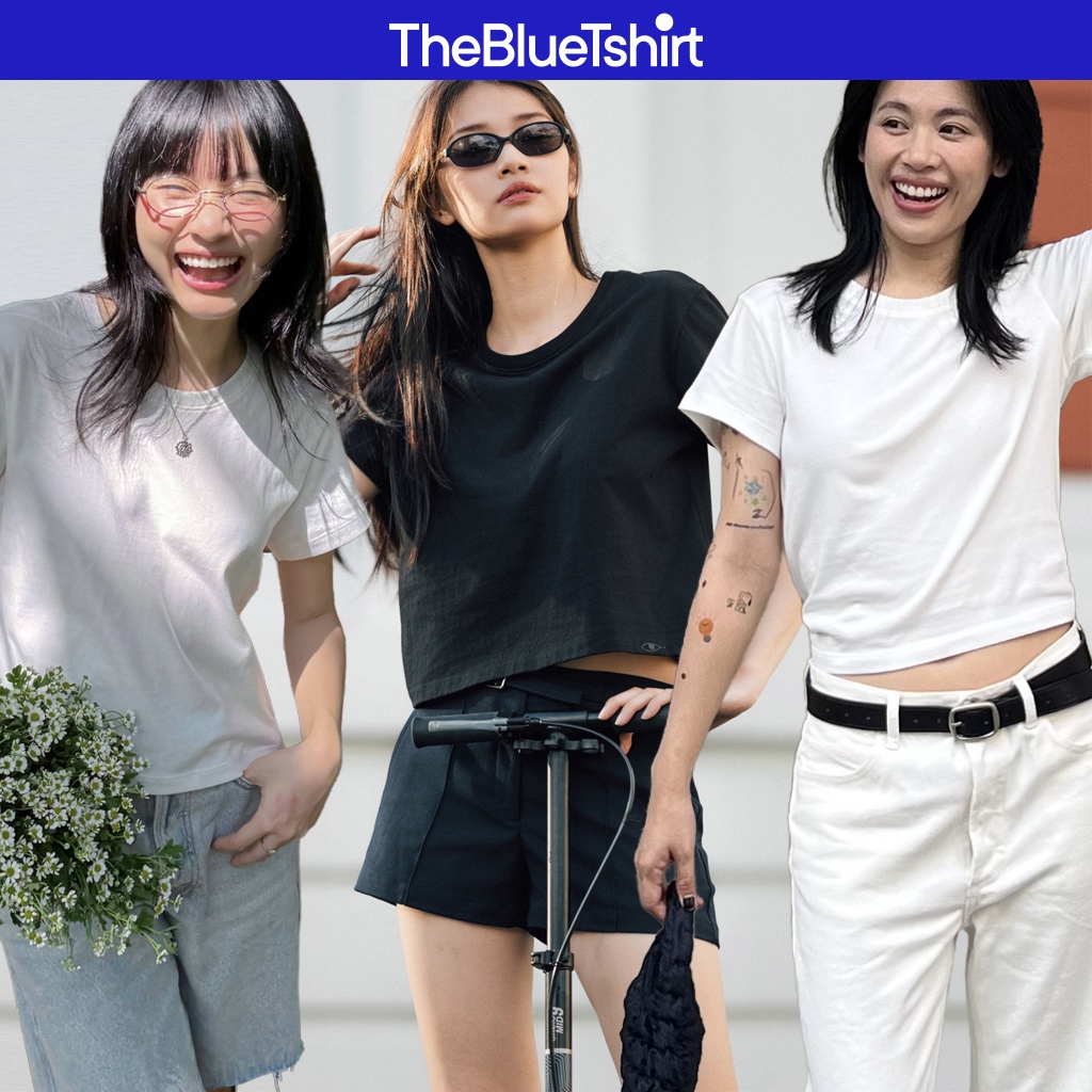 Ảnh TheBlueTshirt - Áo thun trơn nữ tay ngắn phom suông cho nữ - Everyday Tee 100% Natural Cotton - Women 1