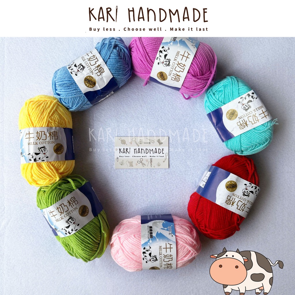 Len milk bò mềm mịn móc áo nón thú len handmade full bảng màu