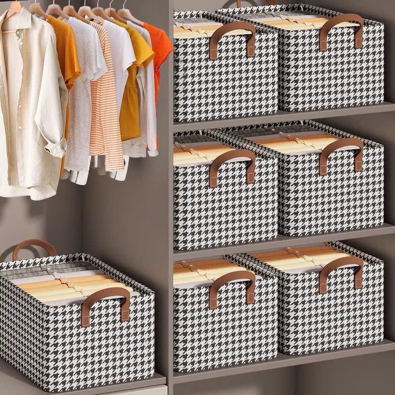 HỘP KHUNG THÉP KẺ,  Túi Khung Thép Họa Tiết Caro Tiện Lợi, Chắc Chắn, Có Thể Gấp Gọn - MÃ: HOPDUNGQUANAO35