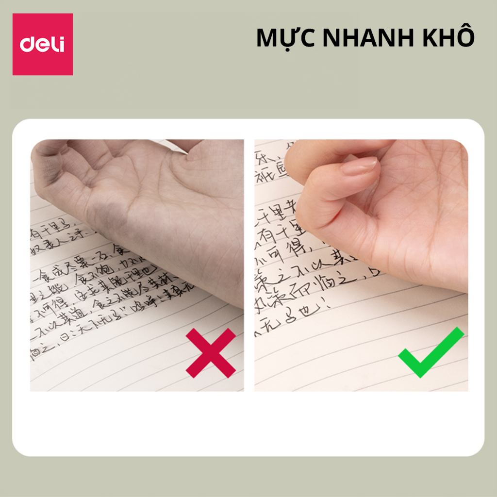 Ảnh Bút Bi Nước Bút Gel Mực Bấm Deli Đệm Xốp Nhiều Màu Trơn Tru Ngòi 0.5mm Dành Cho Học Sinh Sinh Viên 4