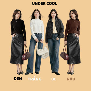 Áo giữ nhiệt nữ lót lông cổ cao UNDERCOOL form rộng basic chất thun cotton dày ấm nữ tay dài cổ lọ dáng ôm dài ADT28