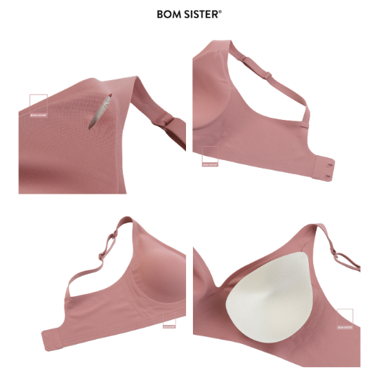 Ảnh Áo lót nữ su, áo ngực không gọng mút mỏng thoải mái màu trơn dây áo liền siêu êm BOM SISTER MU0320 3