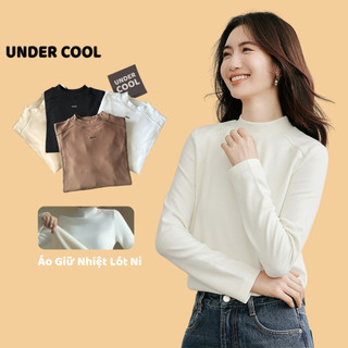 Áo giữ nhiệt nữ lót lông cổ cao UNDERCOOL form rộng basic chất thun cotton dày ấm nữ tay dài cổ lọ dáng ôm dài ADT28