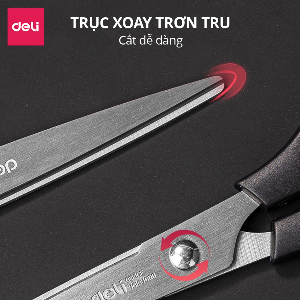 Kéo Văn Phòng Lưỡi Thép Không Gỉ Deli - Kéo Cắt Giấy Đa Năng Học Sinh Văn Phòng - Nhiều Kích Thước 16/17/18/21 CM