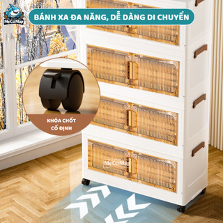 Tủ Nhựa Cho Bé Có Bánh Xe Di Chuyển, Tủ Nhựa Gấp Gọn Thiết Kế Tính Từ Hai Cửa Chất Liệu PP Cao Cấp, An Toàn SK009