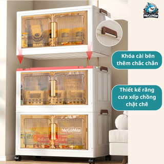Tủ Nhựa Cho Bé Có Bánh Xe Di Chuyển, Tủ Nhựa Gấp Gọn Thiết Kế Tính Từ Hai Cửa Chất Liệu PP Cao Cấp, An Toàn SK009