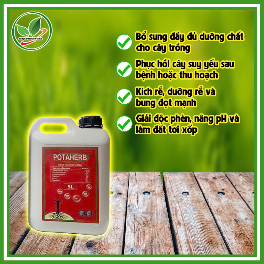 Phân Bón Hữu Cơ POTAHERB NHẬP KHẨU Nguyên Đai, Nguyên Kiện, Từ THỔ NHĨ KÌ. Can 5 Lít ( TẶNG 1 NÓN )