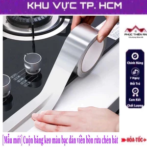 Cuộn băng keo màu bạc dán viền bồn rửa chén bát, chống thấm nước, chống ẩm mốc, dễ dàng vệ sinh