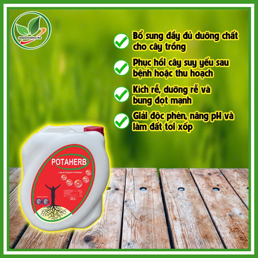 Phân Bón Hữu Cơ POTAHERB SP NHẬP KHẨU, Nguyên Kiện TỪ THỔ NHĨ KỲ. Can 20 Lít + 1 áo và 1 nón