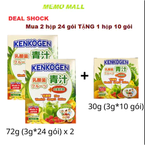 Bột mầm lúa mạch non Aojiru Kenkogen trái cây lợi khuẩn, chất xơ, Omega 3, Canxi D, Vit C