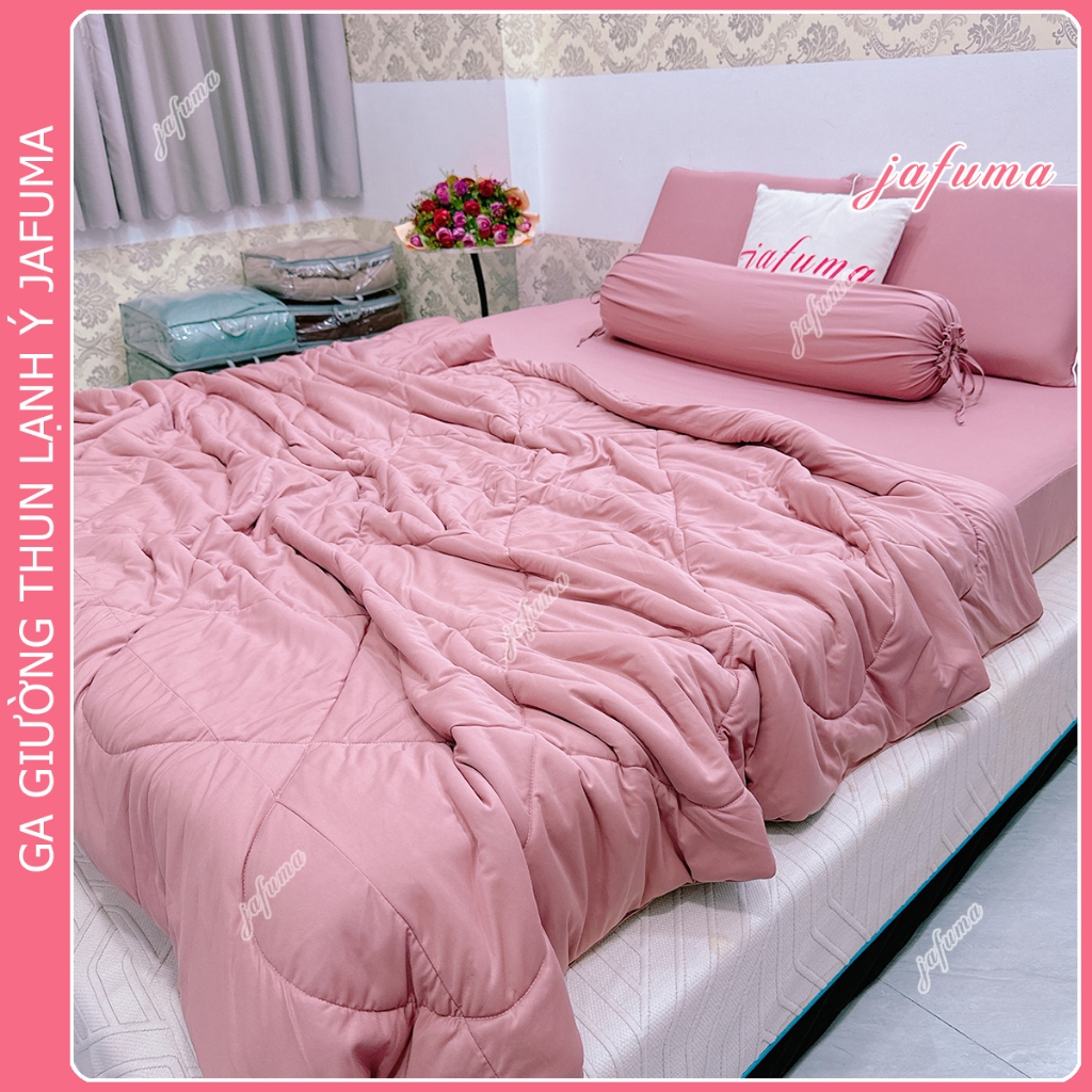 Bộ Chăn Ga Gối 5 Món Thun Lạnh Bo Chun| Ga GiườngThun Lạnh Ý Và Thun Lạnh Hàn Quốc Mát Mịn Jafuma