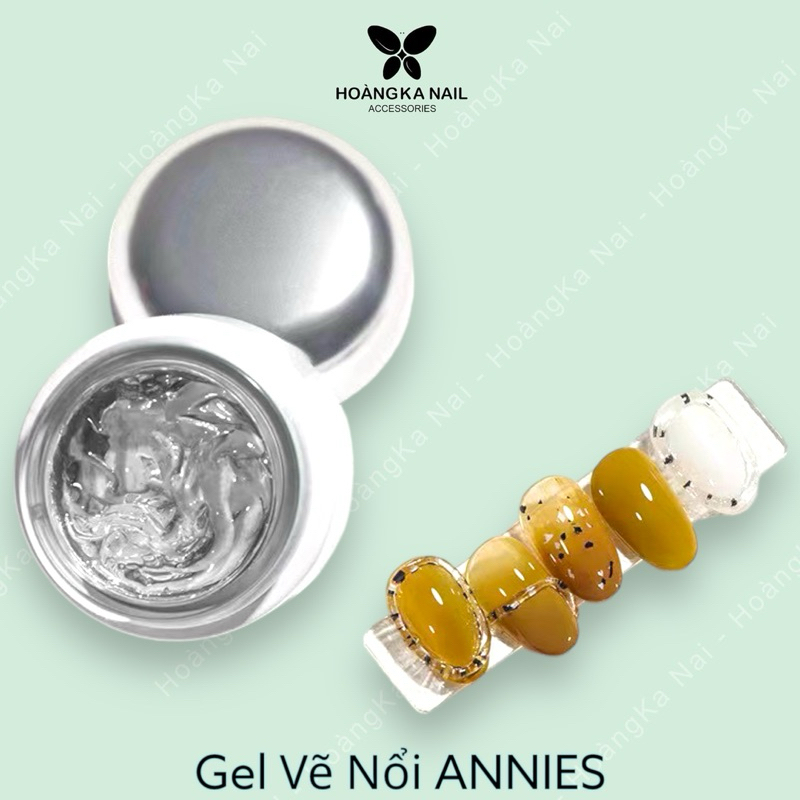 Gel vẽ nổi thuỷ tinh 3D, gel nặn trắng, trong không dính tay chà tráng gương ANNIES chính hãng 20g Phụkiện nail Hoàng Ka