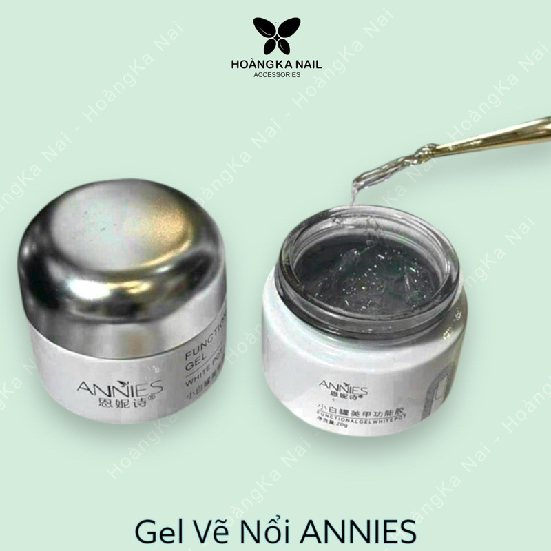 Gel vẽ nổi thuỷ tinh 3D, gel nặn trắng, trong không dính tay chà tráng gương ANNIES chính hãng 20g Phụkiện nail Hoàng Ka