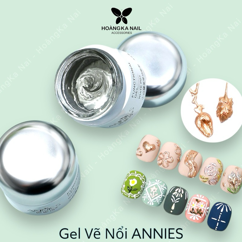 Gel vẽ nổi thuỷ tinh 3D, gel nặn trắng, trong không dính tay chà tráng gương ANNIES chính hãng 20g Phụkiện nail Hoàng Ka