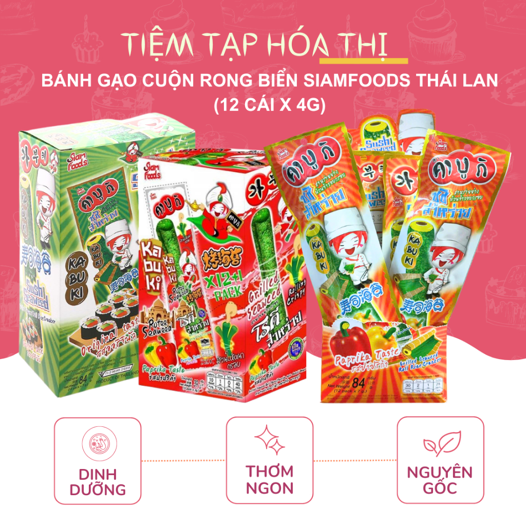 Combo 2 Hộp Bánh Gạo Cuộn Rong Biển Siam Food Thái Lan Vị Cay Truyền ...