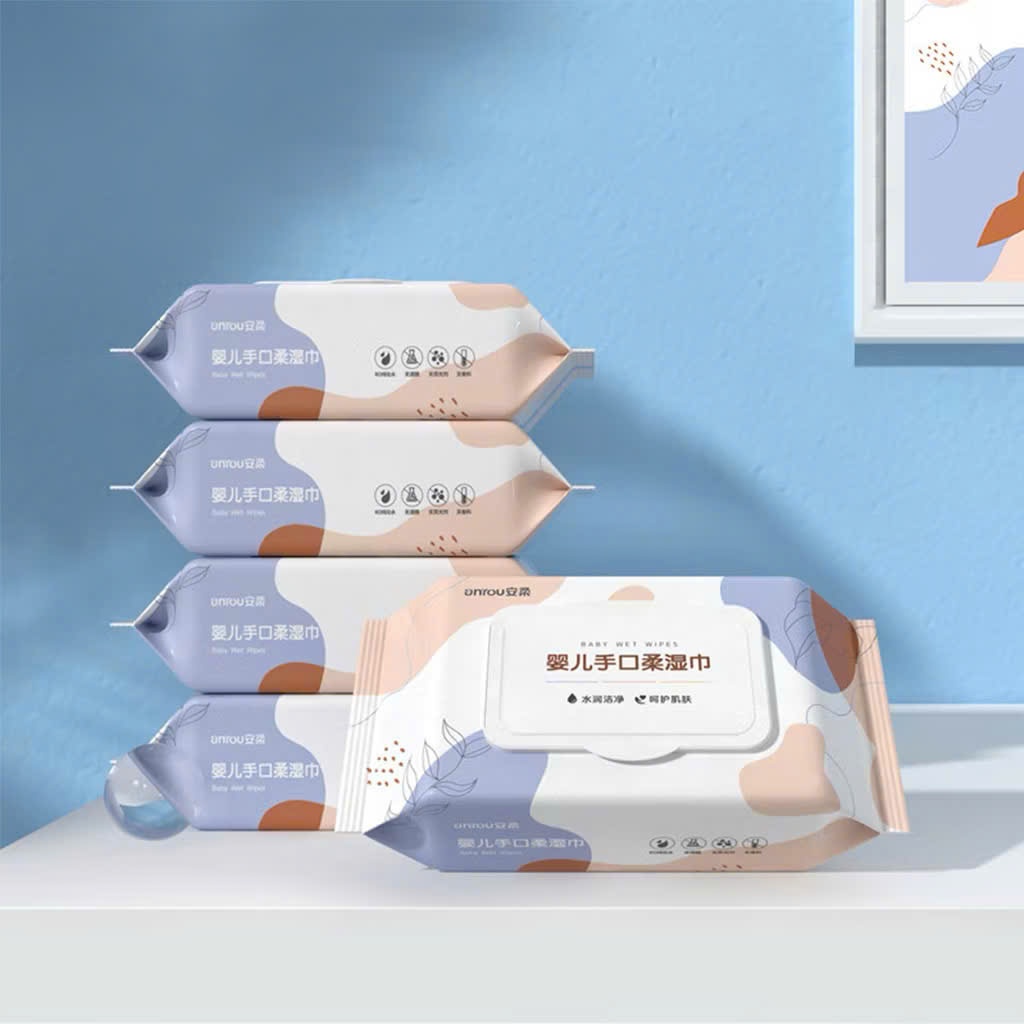 Bịch 60 Tờ Khăn Giấy Ướt 3 Lớp Không Cồn An Toàn Cho Da,  KHĂN ƯỚT LAU MẶT CHO MẸ & BÉ - MÃ: KHANGIAYUOT587