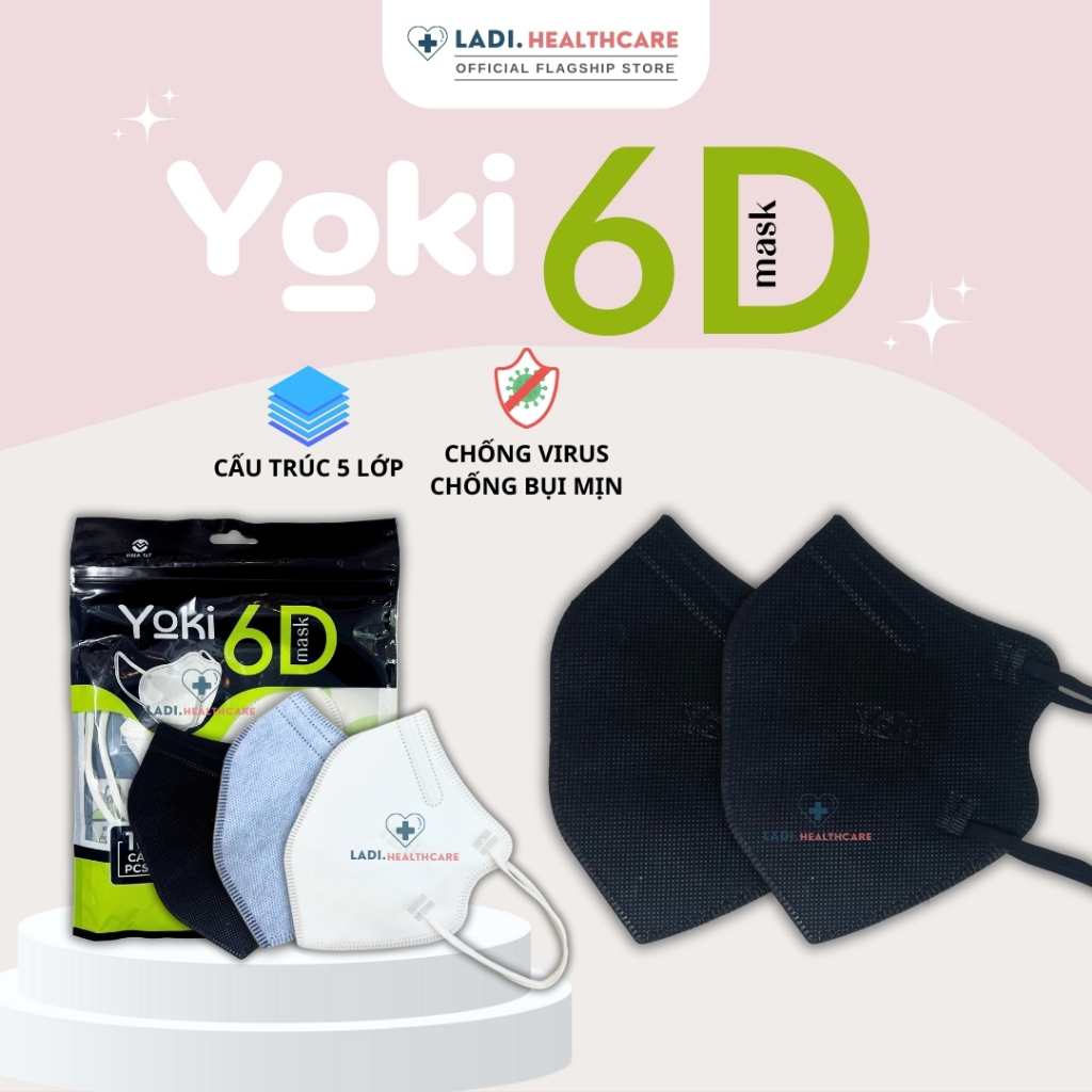 [Sỉ Thùng 500 Cái] Khẩu trang 6D Yoki Mask 5 lớp kháng khuẩn hàng chính hãng công ty