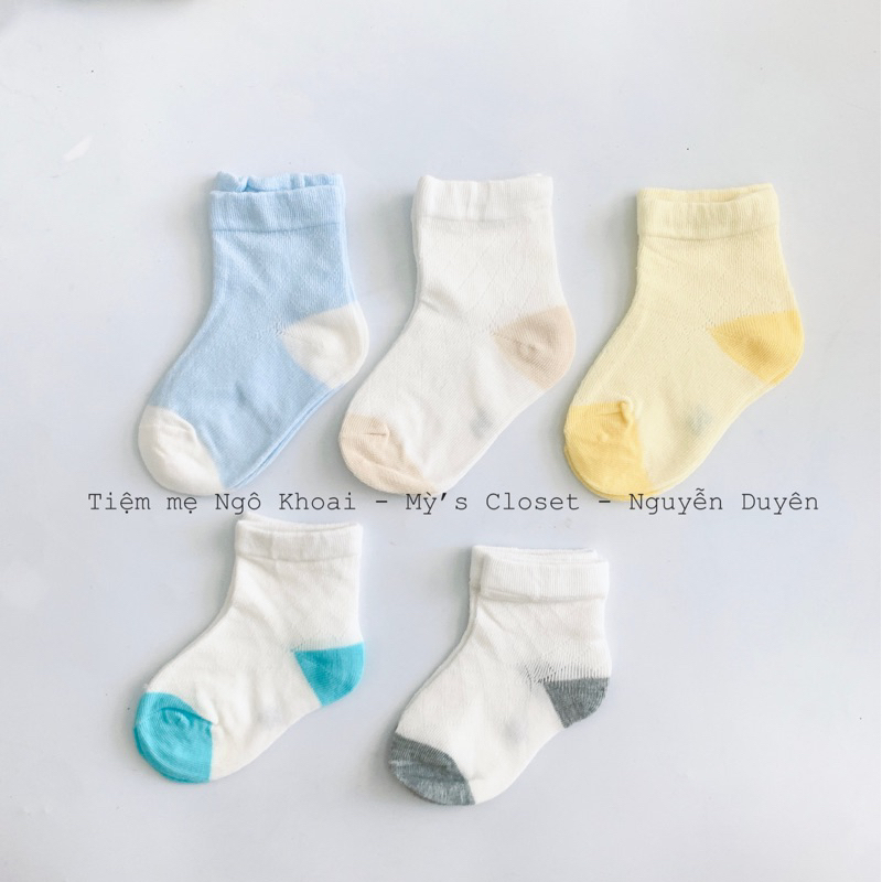 [MD24] 0-12m 7-11cm Set 3 đôi tất thông hơi xinh yêu đeo 4 mùa cho bé