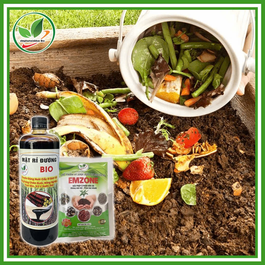 Combo chế phẩm sinh học Emzone( 2 gói) + Mật rỉ đường 1 lít mật nặng ( Mật Loại 1 ) 1.4kg