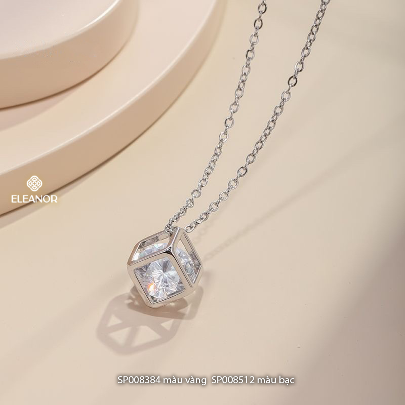 Dây chuyền nữ titan Eleanor Accessories thiết kế hình vuông đính đá phụ kiện trang sức vòng cổ 8384