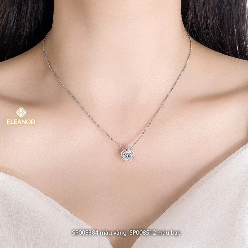 Ảnh Dây chuyền nữ titan Eleanor Accessories thiết kế hình vuông đính đá phụ kiện trang sức vòng cổ 8384 1
